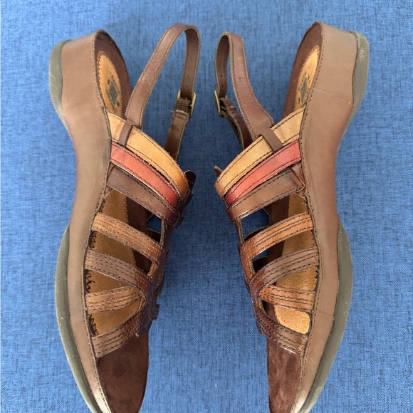 Earth Origins Rachel Brown/Multi Leather Slingback Sandals - Picture 3 of 6
